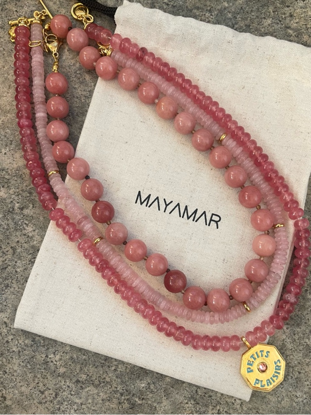 Curated Set of 3 Necklaces made from quartz - beautiful pink colors!